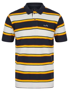 Rilo Striped Cotton Pique Polo Shirt in Snow White - Tokyo Laundry