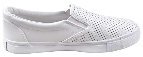 Soda Tracer White Pu Closed Rounded Toe Elastic Side White Rubber Sole Loafers