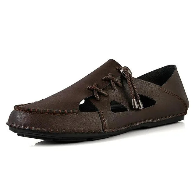 Summer Soft Leather Breathable Casual Lazy Flat Men's Sandals