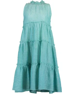 Turquoise Erica Ruffle Midi Dress