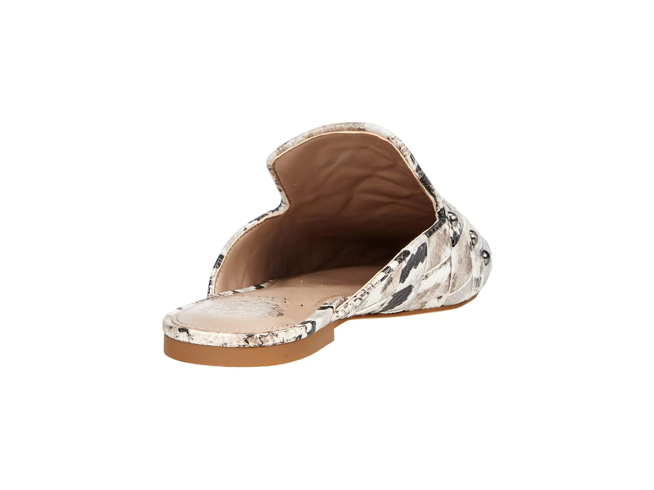 Vince Camuto Lenja Taupe Multi Leather Flat Embellished Woven Slip On Slide Mules