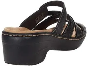 Women Leather Wedge Slide Sandals