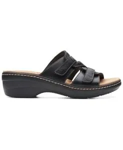 Women Leather Wedge Slide Sandals