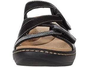Women Leather Wedge Slide Sandals
