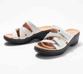 Women Leather Wedge Slide Sandals