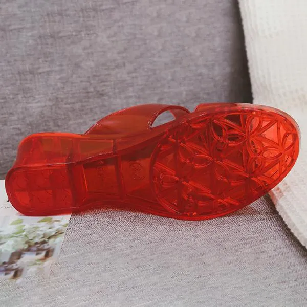 Women's Crystal Flower Rhinestone Wedge Slippers 42023754C