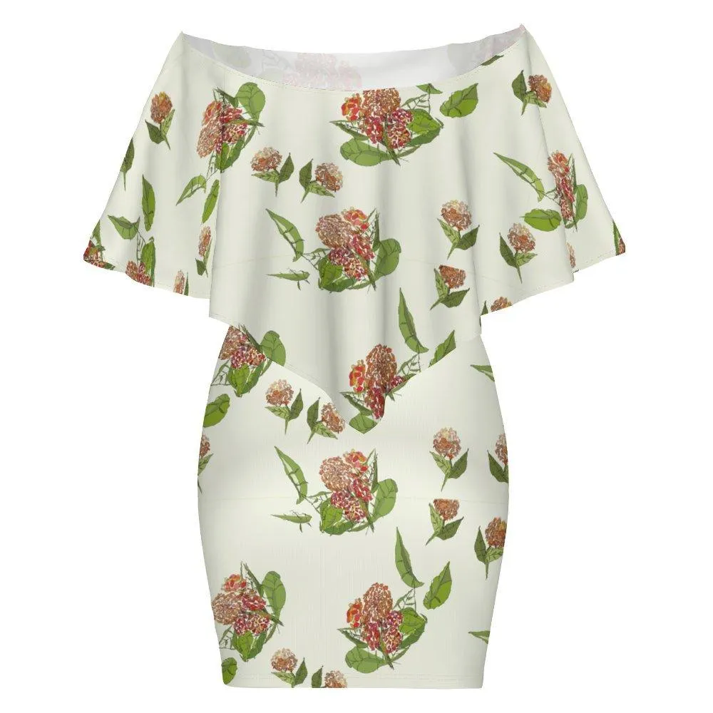 Women's Off-shoulder Shawl Dress (MXLD017) Hydrangea