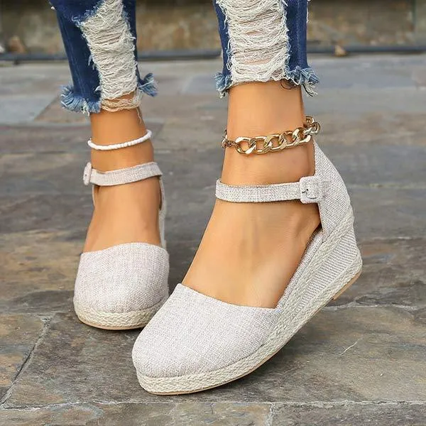 Women's Single-Band Buckle Wedge Sandals 09585033C
