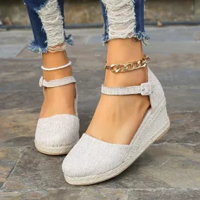 Women's Single-Band Buckle Wedge Sandals 09585033C
