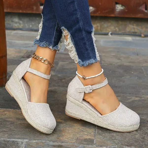 Women's Single-Band Buckle Wedge Sandals 09585033C